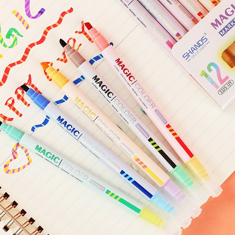 Set pena Highlighter berubah w - Pastel Highlighter Set Double Ended ulasan dan harga